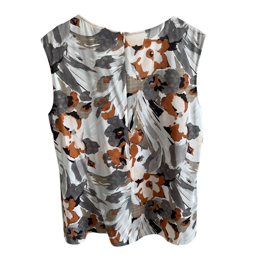 St. John Collection Silk Blend Floral Print Ruffle V Neck Blouse SZ 12 Office - Picture 2 of 10